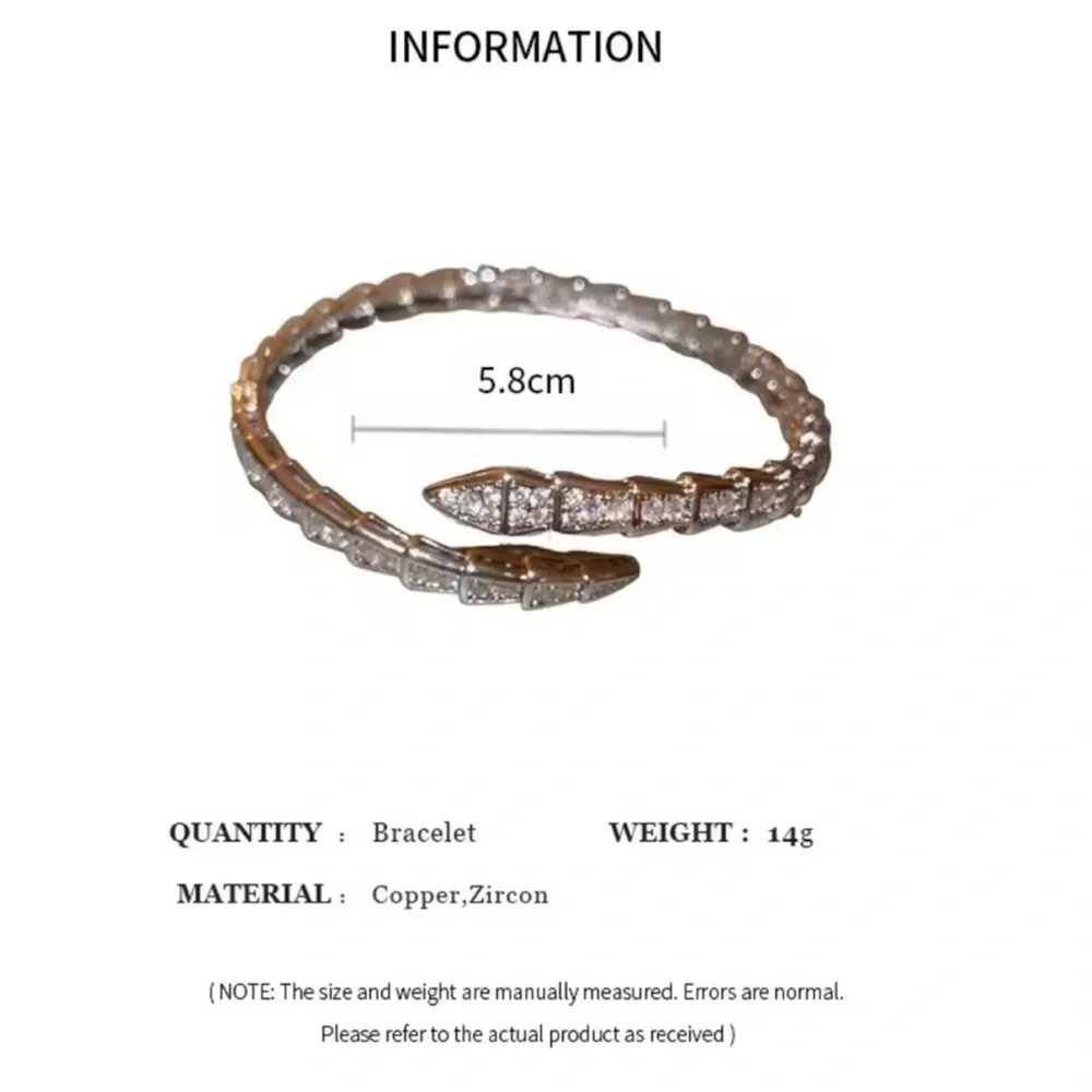 Serpentine serpent snake zircon Silver Women's Bracelet - Picture 5 of 9